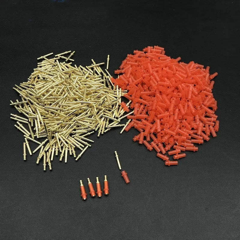 1000pcs Zobu Lab Mazo kopā nagu Pin Mirst Modelis nodaļu Darbu Zobārstniecības Mazo Misiņa Tapām, ar Sarkanu Plastmasas Sleeves16mm