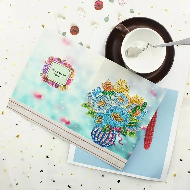 6/8pcs 5D DIY Dimanta Krāsošana Kartes Radoši un Unikāli Projekti, Delikāts Īpašas formas Rhinestones Sveiciens Dzimšanas dienas Kartes