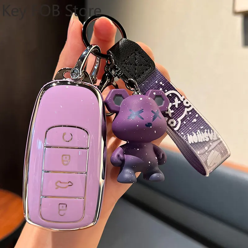 Auto Taustiņu, Lietu Vāku Fob Apvalks ar keychain par Chery Tiggo 8 Pro Tiggo 8plus Jauns 5 plus 7pro Auto Atslēgu Aizsargs Piederumi