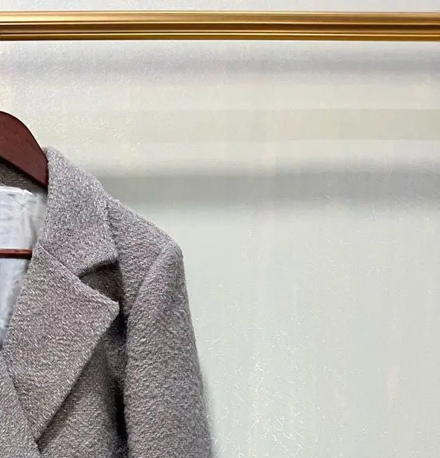 Biroja Dāma Ilgi Tvīda Mēteļi Vintage Cietā Atloks Lielas Kabatas Vilnas Outwear Rudens 2022 Gadījuma Lielajam garām Piedurknēm Mētelis Sievietēm