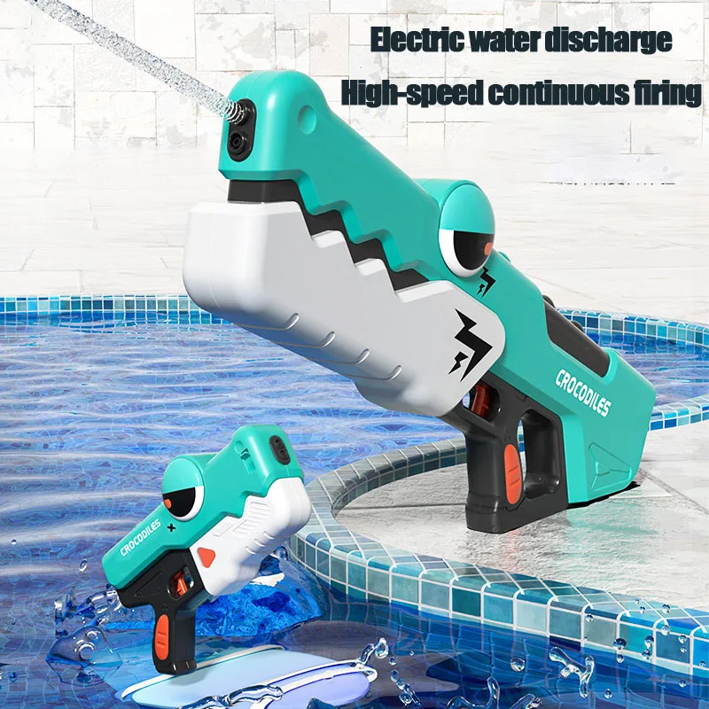 Elektriskie Ūdens Pistoli Bērniem, Rotaļlietas, Liela Izmēra Automātiskā Bez Mērcēšanas Krokodils Automātiskā Blaster Vasaras Āra Puse Spēles Childern Dāvanu