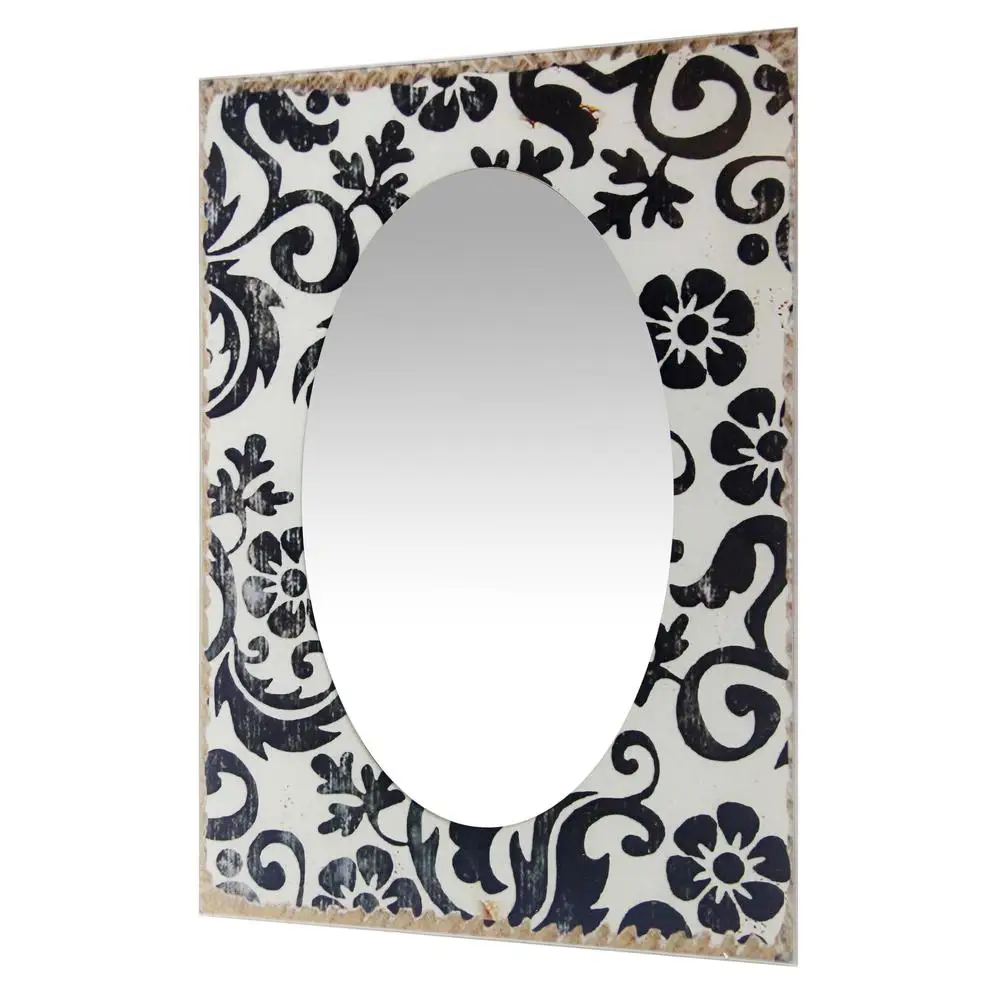 Francijas Valsts Ziedu Antīki Balts Taisnstūris Pārejas 23.5 collu Sienas Spoguli