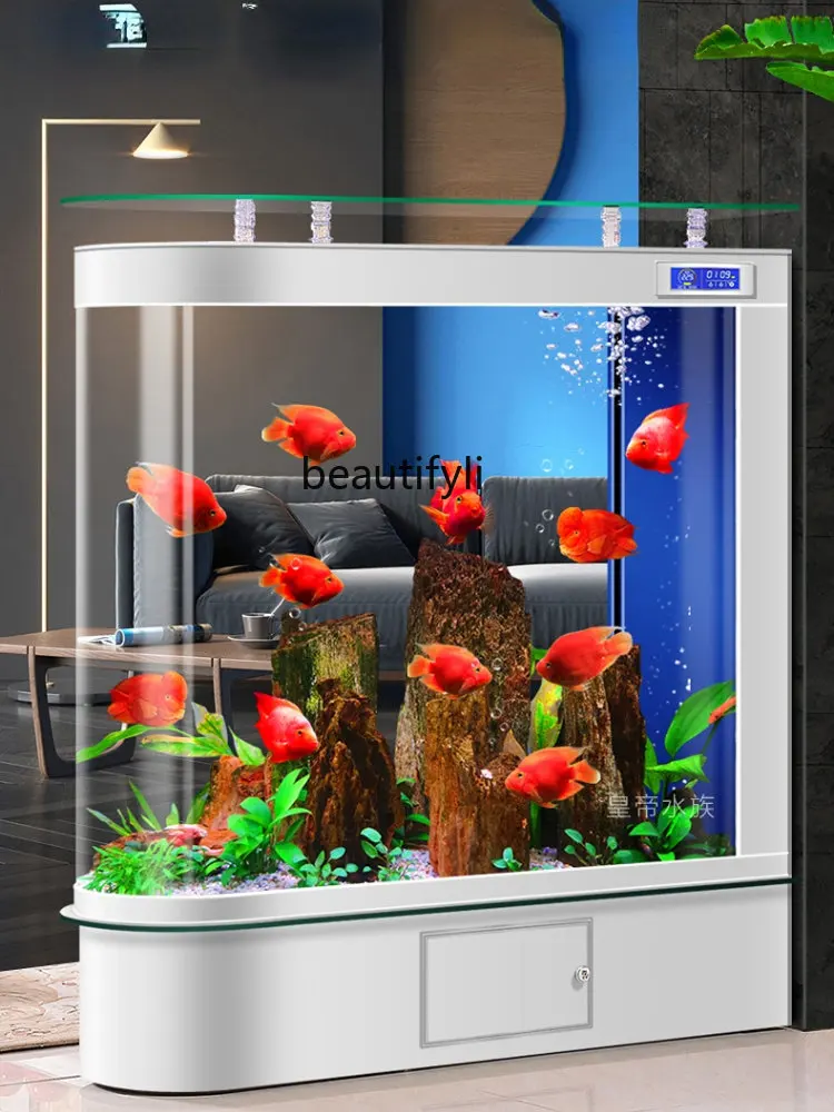yj Papildu Bullet Zivju Tvertnes Dzīvojamā Istaba Nelielu Ekoloģisko Ekrāna Grīdas, Stikla U-Formas Nodalījums Zivju Pasaulē