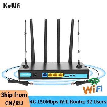 KuWFi 4G LTE, Wifi Maršrutētāju ar SIM Kartes Slots 150Mbps Bezvadu CPE Maršrutētāju Atbalsta 32 Wifi Lietotāji RJ45 Ārējā 4gab Antenas