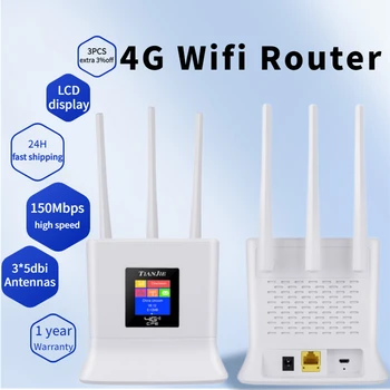 Bezvadu 4G Wifi Router 150Mbps LTE CPE Modemu Atslēgts Tīkla Datus Ar 3*5dbi High Gain Antena+SIM Kartes Slots WAN/LAN Ports