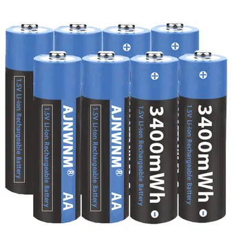AJNWNM 1,5 V AA Litija jonu Uzlādējamas Baterijas 3400mwh AA Bateriju kamera flashlight Rotaļlietas AA 1,5 V Litija Akumulators
