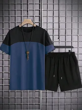 Karstā Pārdošanas 3D Iespiests T-krekls Kostīmi Vīriešu Apģērbu Modes Apaļu Kakla Īsām Piedurknēm Ropa tīrtoņa Krāsu Bloku, Grafiskais Dizainers, 2 Gab.