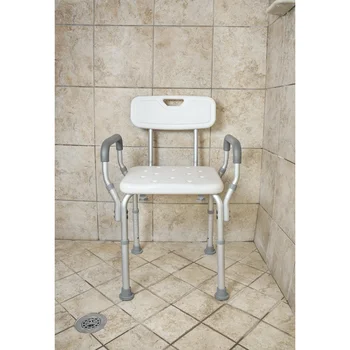 Būtiska Medicīnas Padeves Augstuma Regulēšana Lieti Dušas Krēsls ar Polsterētu Rokas un Atpakaļ dušas sēdeklis
