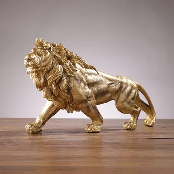 Golden Lion King Sveķu Rotājumu Home Office Desktop Dzīvnieku Statuja Dekorēšana Aksesuāri, Dzīvojamās Istabas Mājas Apdare Ornaments