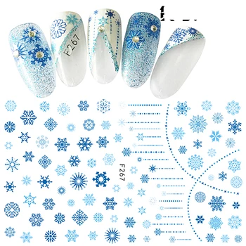 10PCS Skaistu Krāsu Snowflake Pattern Ziemas Nagu Uzlīmes, Nagu Slīdni Apdare Skaistumkopšanas Līdzeklis