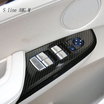 Attiecībā uz BMW X3 F25 2011. - 2013. Gadam Car Styling Oglekļa šķiedras Durvju Roku balstu panelis Logu Stikla Pacēlāja slēdzis Vāciņu, Interjera Aksesuāri