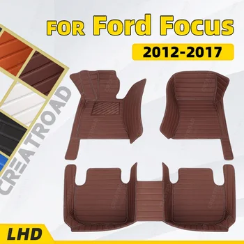 Pasūtījuma Automašīnas Grīdas Paklāji Ford Focus 2012 2013 2014 2015 2016 2017 Auto Pēdu Spilventiņi Auto Paklāju Segumu Interjera Aksesuāri