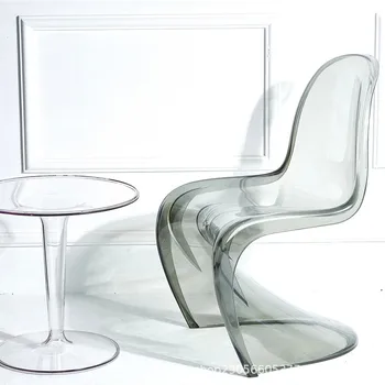 Mūsdienu minimālisma un radošo akrila plastmasas ēdamistabas krēsli, skaistumkopšanas krēsli, crystal caurspīdīga