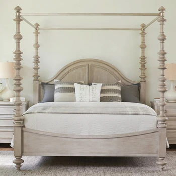 Pasūtījuma: American zemniecisks mūsdienu vintage guļamistabā franču veco masīvkoka divguļamā gulta villa Romiešu kolonna mēbeles, gultas