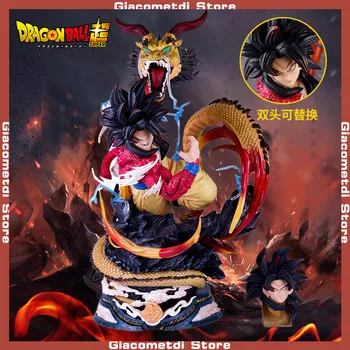 42cm Anime Dragon Ball Attēls Dubultā Galvu Pūķis Dūre Son Goku Ssj4 Darbības Rādītāji Statuju Kolekcija PVC Modeļu Lelle, Rotaļlietas, Dāvanas,