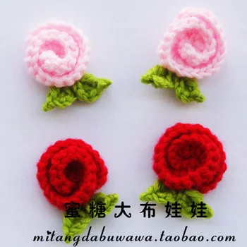 Bezmaksas piegāde DIY puses-trikotāžas vilnas mežģīņu apģērba piederumi rožu ņieburs plāksteris 2 krāsu varianti 50pieces