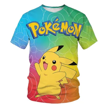 Modes Vasaras Bērnu T-krekls Pokemon Tshirt Bērniem Karikatūra 3d Druka Apģērbu Meitene Zēnu Pikachu T Krekls Anime Drēbes