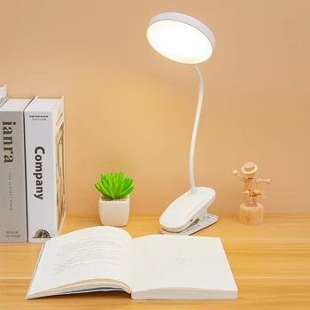 Acu Aizsardzība Galda Lampa Ar Klipsi Gultā, Lasot Grāmatu Nakts Gaisma USB Lādējamu Galda Lampas LED Galda Lampas 3 Režīmi Dimming