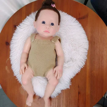 Silikona Baby Lelle Pilnībā Cietā Silikona Lelle ar Brūnu Lielas Acis 46cm Var Viegli Velk un Decompressed Peldvietu