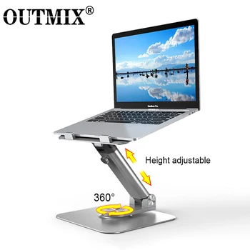 OUTMIX Klēpjdatoru Statīvs Regulējams Desktop Laptop Turētājs Alumīnija Sakausējuma Grāmatiņa Atbalstu Macbook Pro iPad Planšetdatoru, Klēpjdatoru, Leņķi