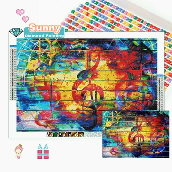 Abstraktās Mūzikas Atzīmē Dimanta Krāsošana DIY 5d Jaunu Attēlu Cross Stitch Komplekts Amatnieku Radošās Dāvanu Rhinestone Mākslas Mājas Dekoru Cuadros