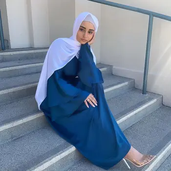 Ramadāna-Musulmaņu Modes Satīna Maxi Kleitas Sievietēm Kleita, Hijab Eid Abaya Dubaija Turcija Abayas Islāmu Caftan Drēbes, Longue Femme