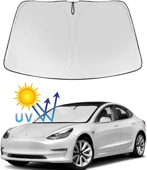Par Tesla Model Y Modelis 3 Vējstikla Saulessargs Locīšanas Saulessarga Aizsargs Saules Ēnā Vāciņu