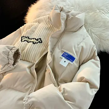 Vintage nišu dizaina Velveta raibs kokvilnas jaka Zaudēt Ziemas jaka Koledžas stilā plīša sabiezējumu flocking silts