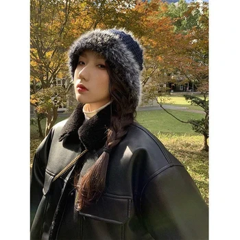 Korejiešu dizaina sajūta, kažokādas Y2K jaka sieviešu pavasara Jauku jaunu temperaments siltumu brīvs un plānais mētelis пальто женское