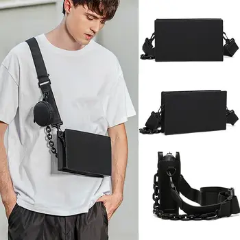 Melns Linga Messenger Bag Korejas Stils PU Ādas Vintage Crossbody Bag Classic Somas Vīriešu