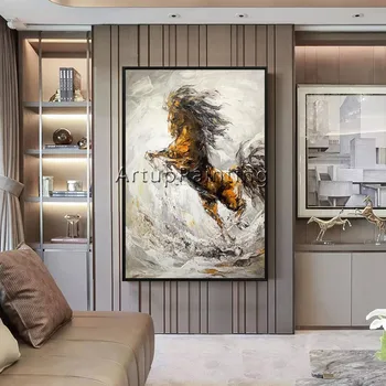 Kanvas glezna Akrila Dzīvnieku krāsošana caudros decroracion anotācija zirgu Sienas Art Attēlus viesistaba, mājas dekoru quadros8