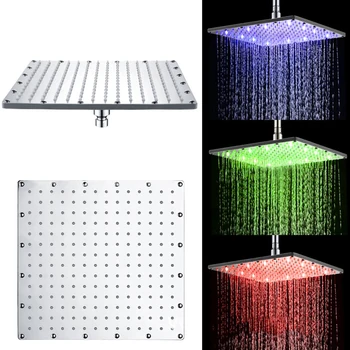 LED Lietus Dušas Galvas Augsta Spiediena un Temperatūras Kontroli, kas Septiņu Krāsu Gaismas Kvadrāts Dušas Galvas Vannas istabas Piederumi