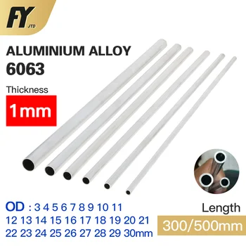 FUYI Alumīnija Caurules 1mm Biezums ir 3-30 mm OD Taisni 300mm 500mm Ilgi, Apaļa Alumīnija Sakausējuma 6063 Caurule