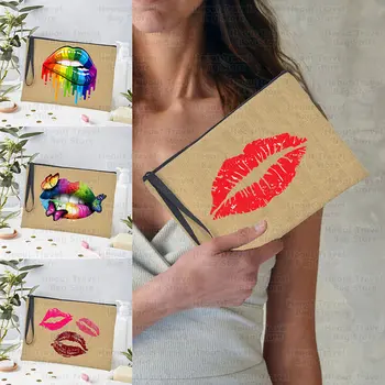 Sexy Lūpām Veļas Sērija Ceļojumu Portatīvo Mazgāšana Eko Soma Grims, Kosmētikas, Lūpu Dizainers Maisā Bērniem Zīmuli Gadījumā Necessarie Feminina