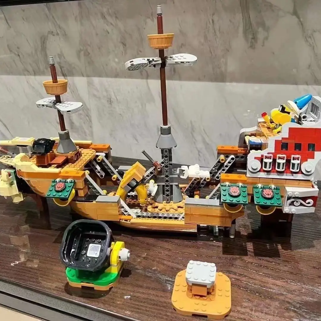 1152pcs 71391 Bowser ir Dirižablis, Celtniecības Bloki, Laivas Modeli, Radošu Spēli Pirātu Kuģis Ķieģeļi Rotaļlietas Bērniem Dzimšanas diena Ziemassvētku Dāvanu