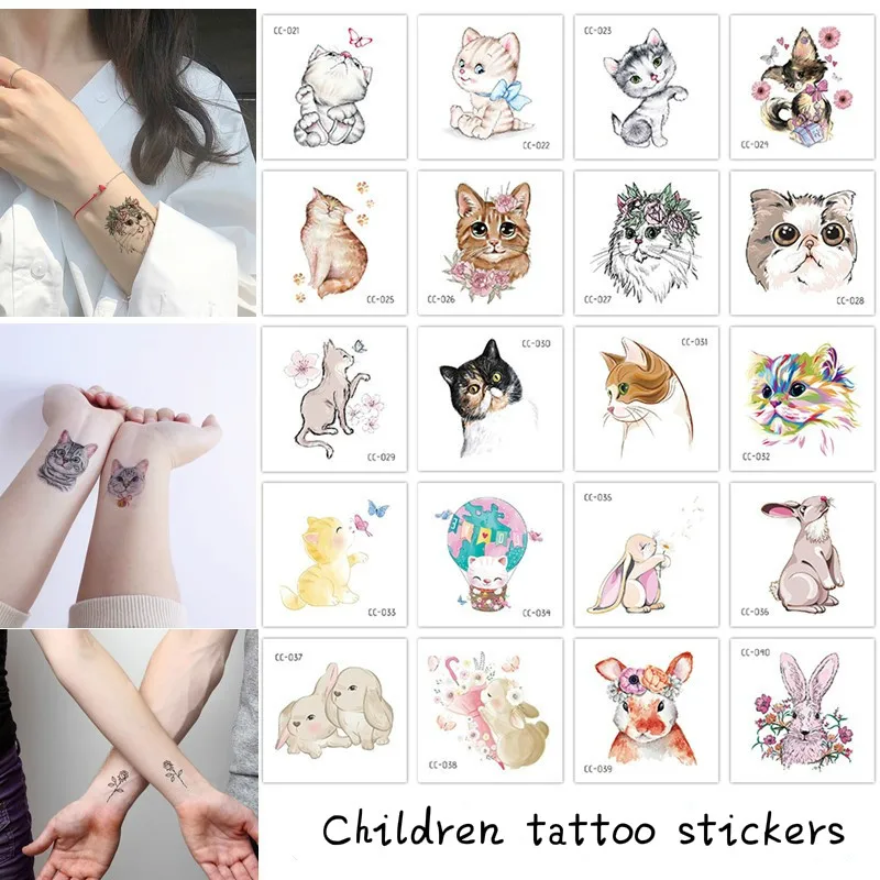 20 GAB./KOMPLEKTS Karikatūra Tetovējumiem Bērni Puse Aplauzums Ziedu Kaķis, Suns Unicorn Tauriņš Pagaidu Body Art Uzlīmes, Vienreizlietojamie