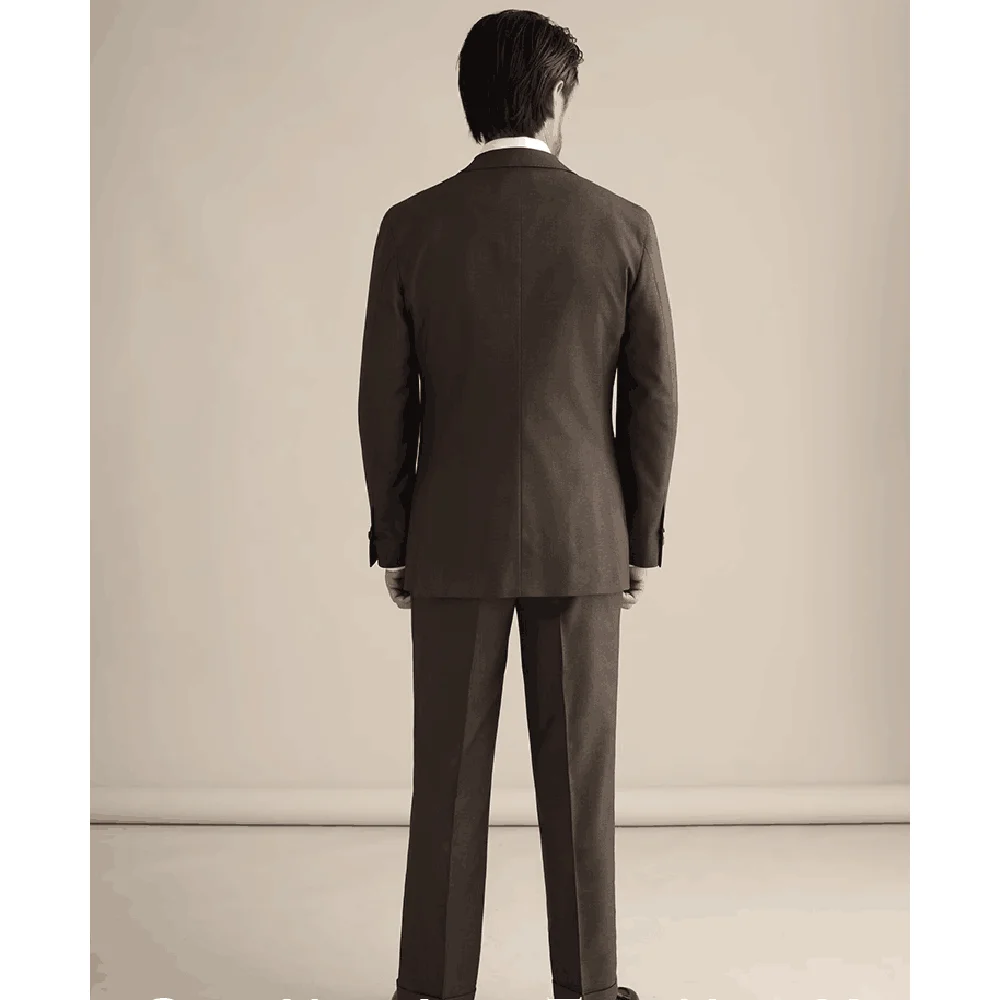 2023 Jaunu Vīriešu Uzvalki, 2 Gabali, Slim Fit Gadījuma Uzņēmējdarbības Oficiāls Robs Brauns Atloks Tuxedos Kāzu Groomsmen (Žakete+Bikses)