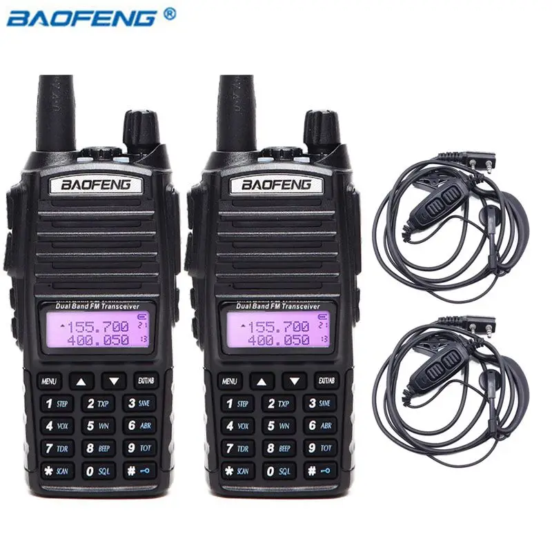 2gab BaoFeng UV-82 5W Walkie Talkie Dual Band VHF/UHF Dubultā PTT BAOFENG Uv-82 Amatieru Portatīvie Radio baofeng uv 5r cb radio