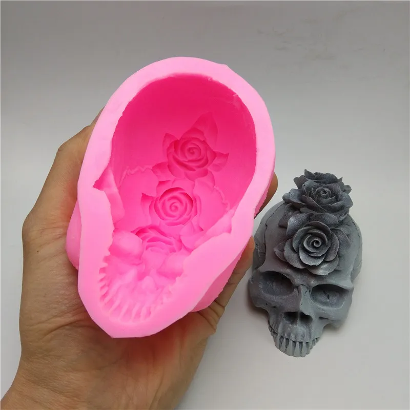3D rožu galvaskausa silikona veidnē pomādes kūka pelējuma sveķu apmetums, šokolādes, sveces, konfektes, pelējuma bezmaksas piegāde