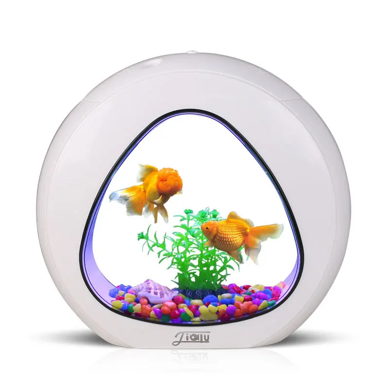 Akvārija zivtiņas tvertne, mini desktop akvāriju radošo zelta zivtiņa tvertne LED gaismas ar filtru sadzīves zivju tvertnes