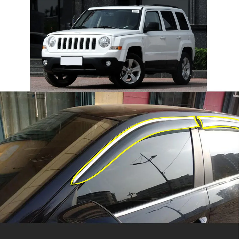Auto Uzlīme Plastmasas Logu Stikls Vēja Sejsegu Lietus/Saules Aizsargs Ventilācijas Jeep Patriot 2012 2013 2014 2015 2016 2017 2018 2019 2020