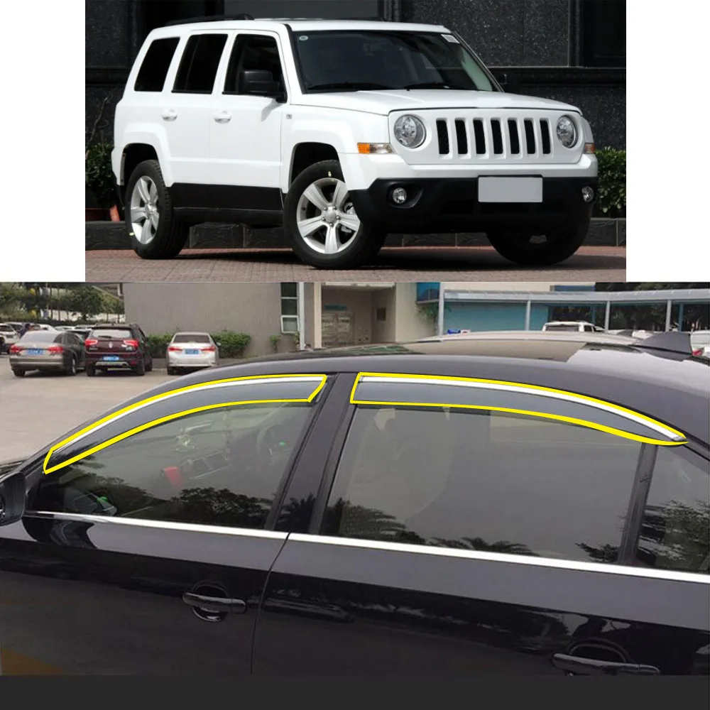 Auto Uzlīme Plastmasas Logu Stikls Vēja Sejsegu Lietus/Saules Aizsargs Ventilācijas Jeep Patriot 2012 2013 2014 2015 2016 2017 2018 2019 2020