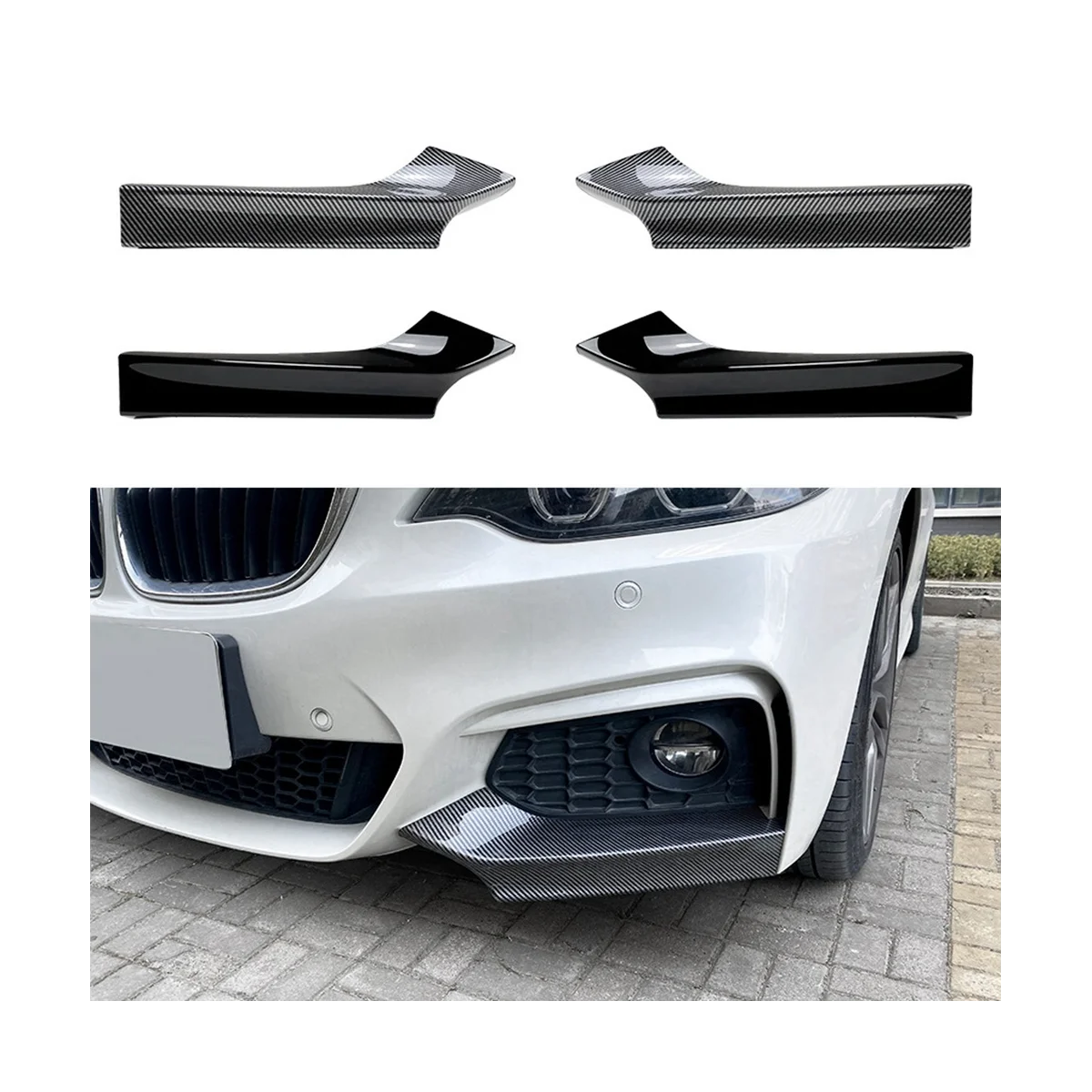 BMW 2 Series F22 2015-2019 Priekšējā Bufera Lūpu Sadalītāja Oglekļa Šķiedras