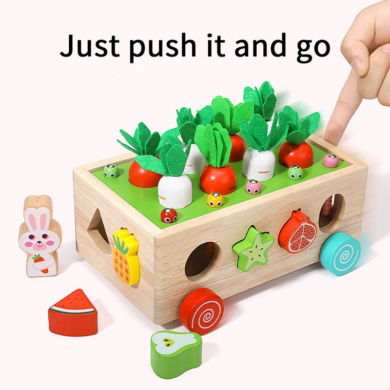 Daudzfunkcionāla Rotaļlieta No 1 2 3 Gadiem Šķirošanas Spēle, Koka Puzzle Burkānu Ražas Viegli Izmantot