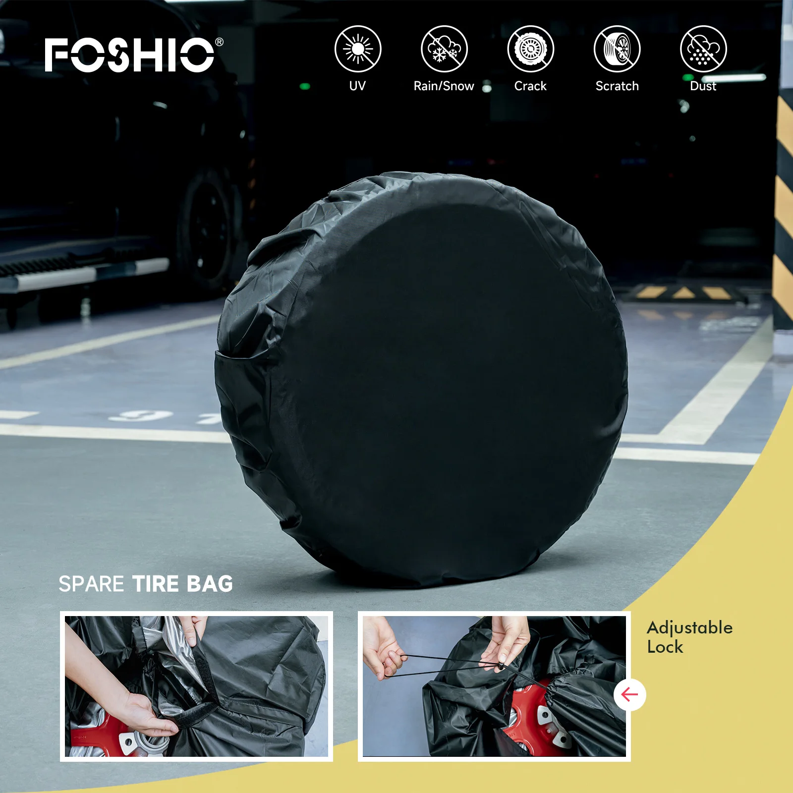 FOSHIO Auto Riepas Segtu Instruments, Ar Rokturi Oglekļa Šķiedras Vinila Ietīšana Piederumi Ūdensizturīgs Auto Rezerves Riteņa Aizsargs Somas 31Inch