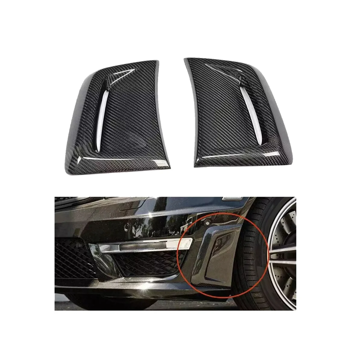 K-Auto Priekšā, Sānu Gaisa Ielikt Ventilācijas Kanāla Vāku Apdare ar Oglekļa Šķiedru Optiskā par Mercedes Benz W204 C63 AMG 2012. līdz 2014. gadam
