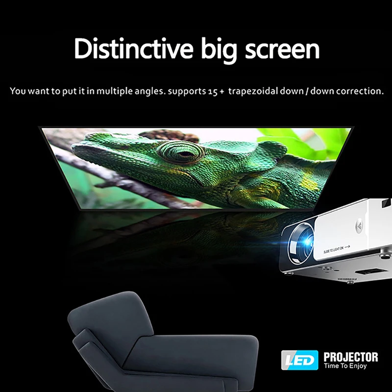 Karstā Pārdošanas LCD 170 collu 1280*800 Izšķirtspējas 3D Mikro Īss Mest Led Mini Projektoru 4k