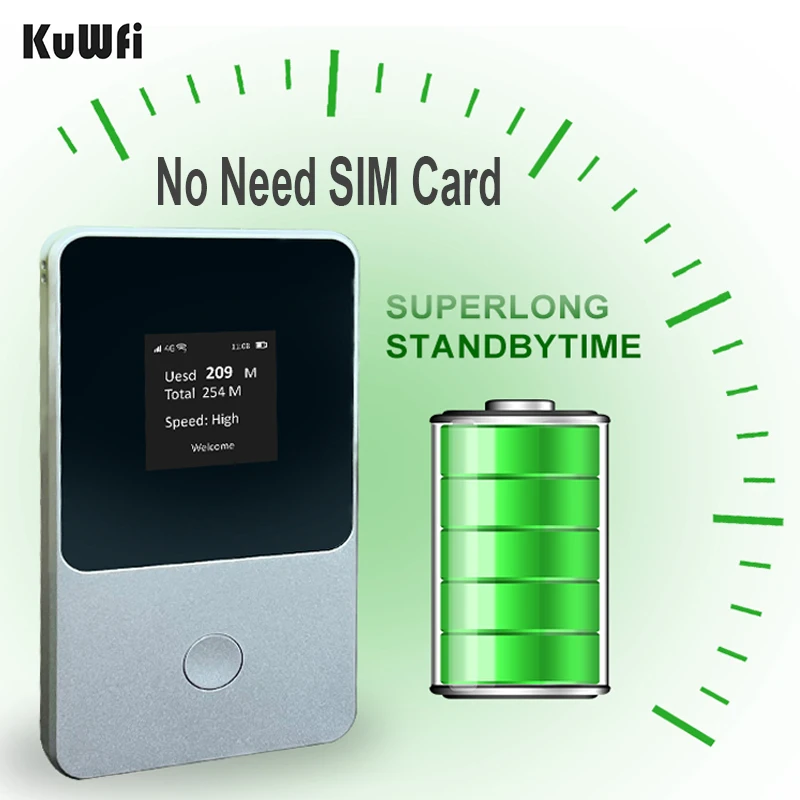 Kuwfi Kabatas 4G Router 150mbps Bezvadu Wifi Modemu, Portatīvā Atslēgt Āra Mobilo Hotspot Dongle SIM Bezmaksas 3500mah Power Bank