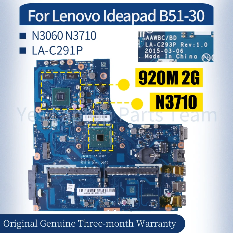 LA-C291P Lenovo Ideapad B51-30 Klēpjdatoru Mainboard 5B20M1403011 5B20M1404811 5B20L0242311N3060 N3710 920M Grāmatiņa Mātesplati