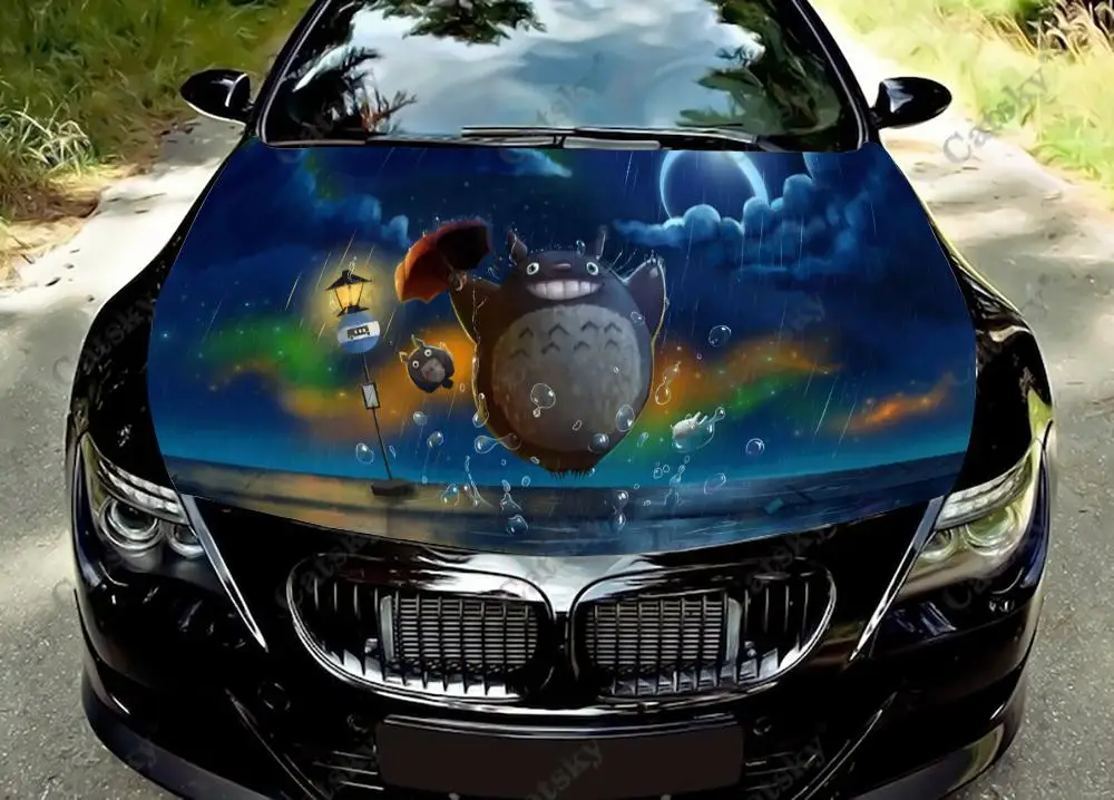 Mans Kaimiņš Totoro Auto Kapuci Vinila Uzlīmes Wrap Vinila Plēve Motora Pārsega Uzlīmes Uzlīmes Universālas Automašīnas Pārsega Vāka Kino